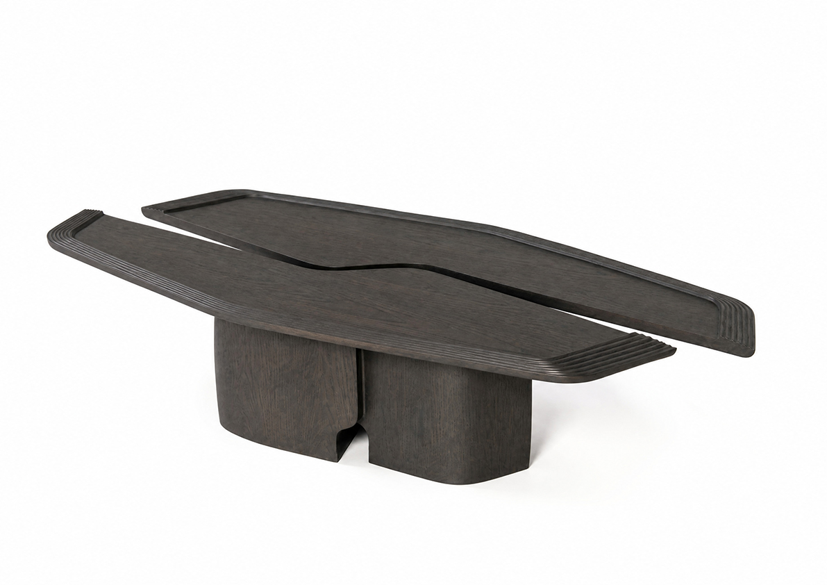  SERPENTINE WOOD COFFEE TABLE 